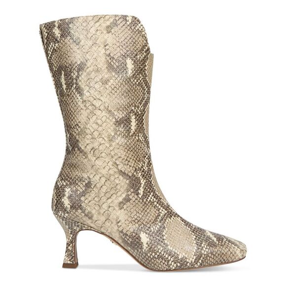 NWT SAM EDELMAN Womens Beige Square Toe Kitten Heel Dress Heeled Boots 7.5 M - Picture 2 of 5